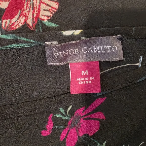 Vince Camuto Black Tropical Garden Off The Shoulder Top. Sz Med. NWOT. - Picture 7 of 8